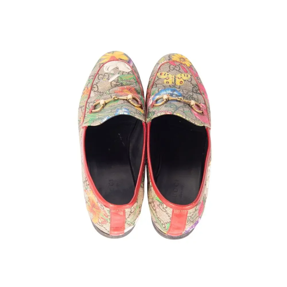 GUCCI Pink Floral GG Loafers Gold Accents Size 37 - Picture 3 of 4